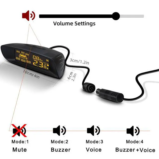 Alt view image 6 of 7 - Front & Rear 8 Parking Sensor Kit with LCD Display Parktronic 22mm Probes Reverse Backup Radar System Distance Detection Sound Warning for Vehicle car SUV