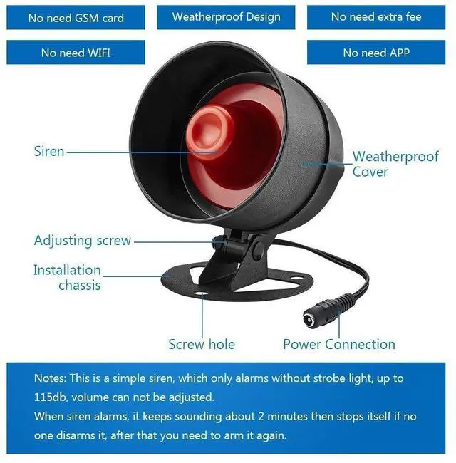 Alt view image 2 of 7 - Home Security System Indoor Outdoor Weather-Proof Siren Window Door Sensors Motion Sensor Alarm with Remote Control More DIY, Wireless House Hotel Garage Shop Burglar Door Alarm, NO WIFI/GSM/APP