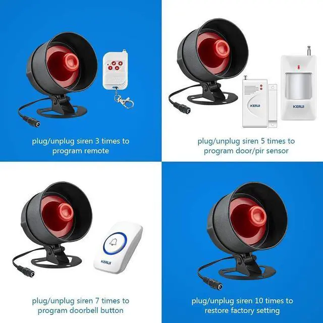 Alt view image 7 of 7 - Home Security System Indoor Outdoor Weather-Proof Siren Window Door Sensors Motion Sensor Alarm with Remote Control More DIY, Wireless House Hotel Garage Shop Burglar Door Alarm, NO WIFI/GSM/APP