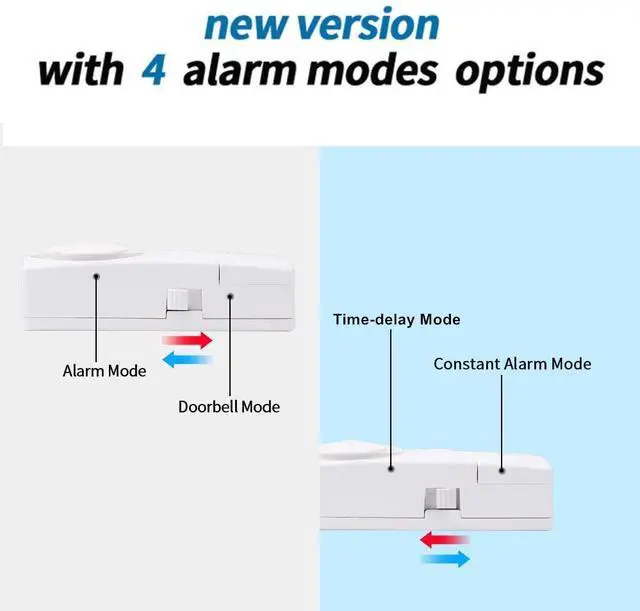 Alt view image 2 of 7 - Door and Window Alarm for Home Wireless Alarms Security System Magnetic Alarm Sensor Close Door Reminder Loud 110 dB, 4-in-1 Mode Window Alarms 10 Pack