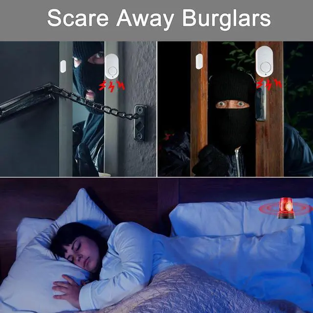 Alt view image 4 of 7 - Door Window Alarm, 8 Pack 120DB Pool Alarm for Door, Window Alarms for Home Security and Kids Safety