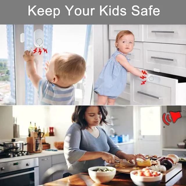 Alt view image 5 of 7 - Door Window Alarm, 8 Pack 120DB Pool Alarm for Door, Window Alarms for Home Security and Kids Safety