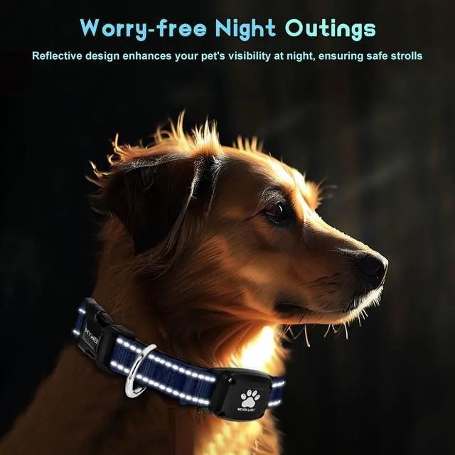 Alt view image 4 of 7 - GPS Dog Collar Tracker 2-in-1,Reflective Waterproof Pet Collar,iOS-Only,No Monthly Fees,Unlimited Range,Dog Tracking Collar Pet Tracker,for Small Medium Large Dogs(M (15"-20.5"), Blue)