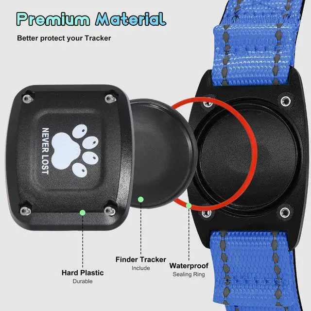 Alt view image 6 of 7 - GPS Dog Collar Tracker 2-in-1,Reflective Waterproof Pet Collar,iOS-Only,No Monthly Fees,Unlimited Range,Dog Tracking Collar Pet Tracker,for Small Medium Large Dogs(M (15"-20.5"), Blue)