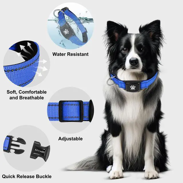 Alt view image 7 of 7 - GPS Dog Collar Tracker 2-in-1,Reflective Waterproof Pet Collar,iOS-Only,No Monthly Fees,Unlimited Range,Dog Tracking Collar Pet Tracker,for Small Medium Large Dogs(M (15"-20.5"), Blue)