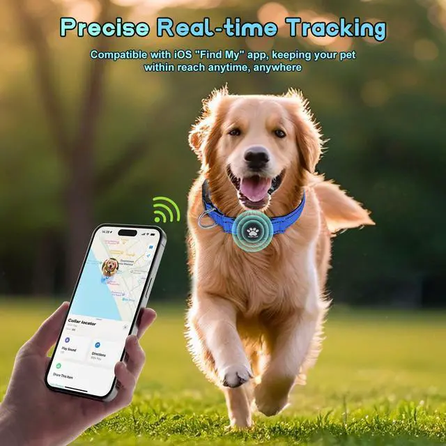 Alt view image 3 of 7 - GPS Dog Collar Tracker 2-in-1,Reflective Waterproof Pet Collar,iOS-Only,No Monthly Fees,Unlimited Range,Dog Tracking Collar Pet Tracker,for Small Medium Large Dogs(M (15"-20.5"), Blue)