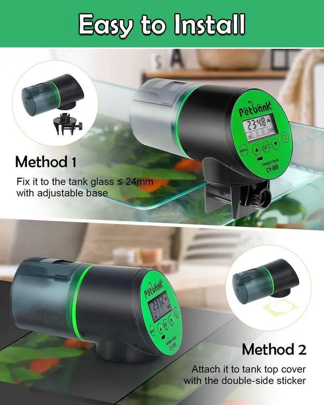 Alt view image 4 of 7 - Automatic Fish Feeder for Aquariums - Rechargeable Auto Fish Food Dispenser Timer Feeder with USB Charger CableLCD Screen, Customized Schedule