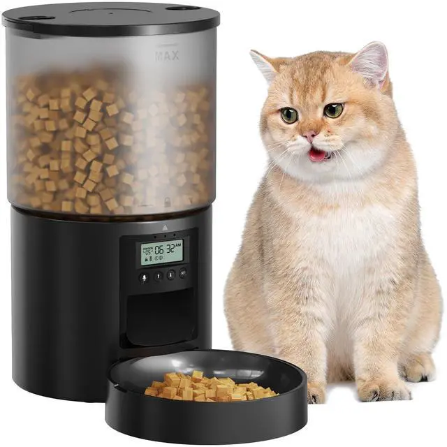 Main image of Automatic Cat Feeder Food Dispenser: 4L Timed Small Dog Dry Food Dispenser with 10s Voice - Distributeur Nourriture Chat Hund Programmable - Auto Pet Feeder with 1-6 Meals Per Day