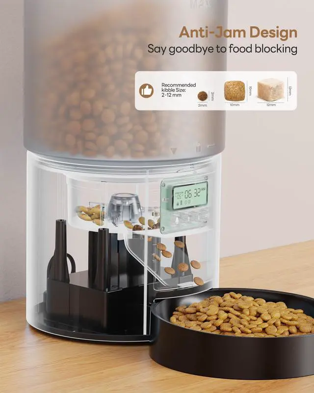 Alt view image 4 of 7 - Automatic Cat Feeder Food Dispenser: 4L Timed Small Dog Dry Food Dispenser with 10s Voice - Distributeur Nourriture Chat Hund Programmable - Auto Pet Feeder with 1-6 Meals Per Day