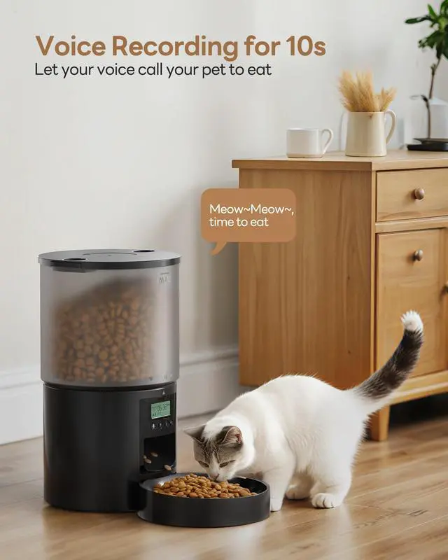 Alt view image 5 of 7 - Automatic Cat Feeder Food Dispenser: 4L Timed Small Dog Dry Food Dispenser with 10s Voice - Distributeur Nourriture Chat Hund Programmable - Auto Pet Feeder with 1-6 Meals Per Day