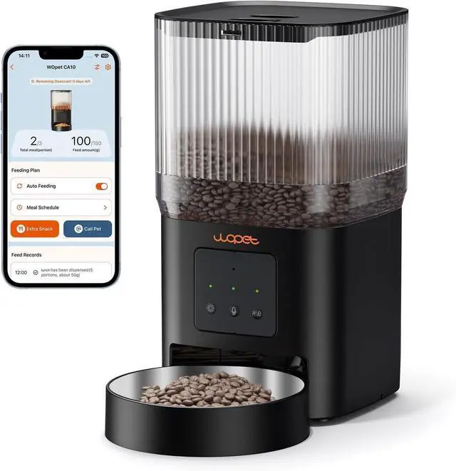Main image of Automatic Cat Feeder, 5G&2.4G Smart WiFi Pet Feeder with App Control, 4L Capacity, 110 Meals per Day, Slow Feeding Mode, 10s Voice Recorder, Timed Cat Food Dispenser for Cats & Small Dogs