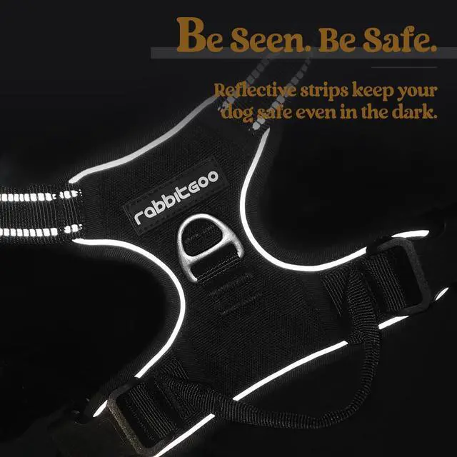 Alt view image 7 of 7 - Dog Harness No Pull with 2 Leash Clips, Adjustable Soft Padded, Reflective Oxford No Choke Pet Vest with Easy Control Handle for Large Dogs, Black, L