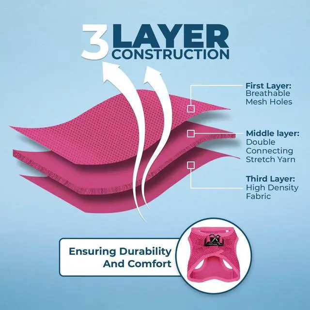 Alt view image 4 of 7 - Voyager Step-in Air Harness - All Weather Mesh, Reflective, No Pull Harness for Dogs, Cats - Secure with Hook & Loop Fastener, Buckle, Double D-Rings - Fuchsia, S