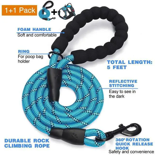 Alt view image 2 of 5 - No Pull Dog Harness Adjustable Reflective Oxford Easy Control Medium Large Dog Harness with A Free Heavy Duty 5ft Dog Leash