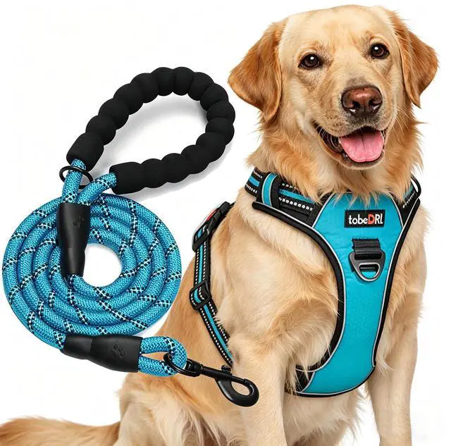 Main image of No Pull Dog Harness Adjustable Reflective Oxford Easy Control Medium Large Dog Harness with A Free Heavy Duty 5ft Dog Leash