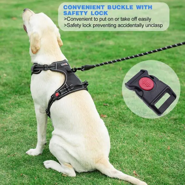 Alt view image 4 of 5 - No Pull Dog Harness Adjustable Reflective Oxford Easy Control Medium Large Dog Harness with A Free Heavy Duty 5ft Dog Leash