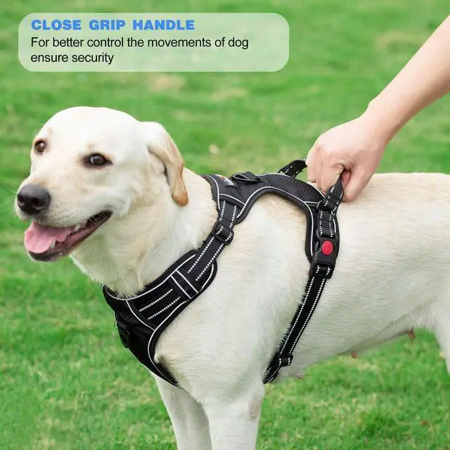 Alt view image 5 of 5 - No Pull Dog Harness Adjustable Reflective Oxford Easy Control Medium Large Dog Harness with A Free Heavy Duty 5ft Dog Leash