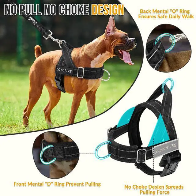 Alt view image 2 of 7 - No Pull Dog Harness - Heavy Duty Dog Harness and Leash Set for Medium Large Dogs, Reflective Tactical Harness with Soft Padded and Front Clip for Easy Walk and Training (Black L)