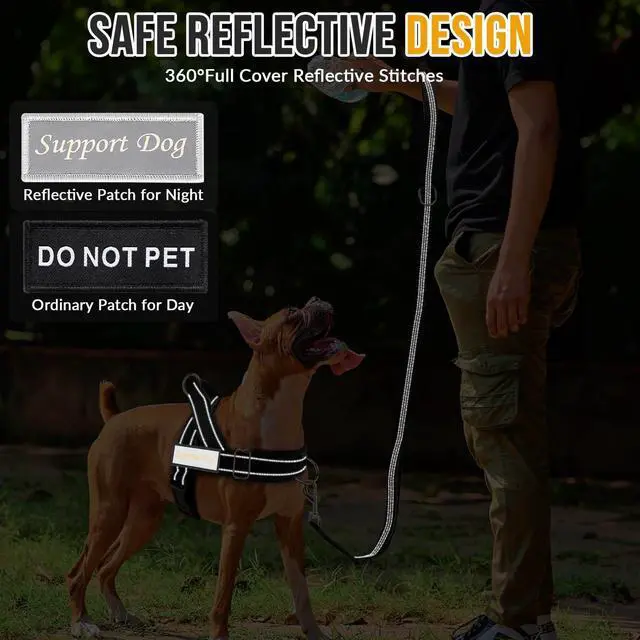 Alt view image 7 of 7 - No Pull Dog Harness - Heavy Duty Dog Harness and Leash Set for Medium Large Dogs, Reflective Tactical Harness with Soft Padded and Front Clip for Easy Walk and Training (Black L)