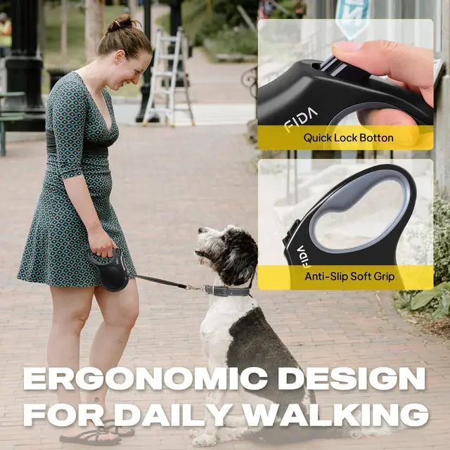 Alt view image 5 of 7 - Retractable Dog Leash, 16 ft Dog Walking Leash for Small Dogs up to 26 lbs, 360° Tangle Free, Black