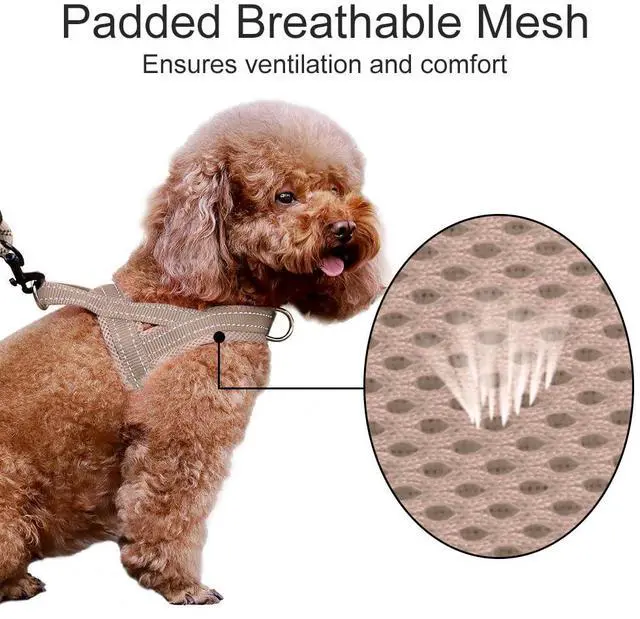 Alt view image 3 of 5 - No Pull Dog Harness with Breathable Mesh Padded, Adjustable Reflective Escape Proof Dog Harness, Quick Fit Dog Vest Harness for Small Medium Large Dogs(M, Beige)