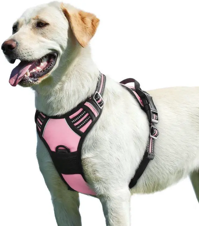 Main image of Dog Harness for Large Dogs, No Pull Service Vest with Reflective Strips and Control Handle, Adjustable and Comfortable for Walking, No Choke Pet Harness with 2 Metal Rings, Pink, L