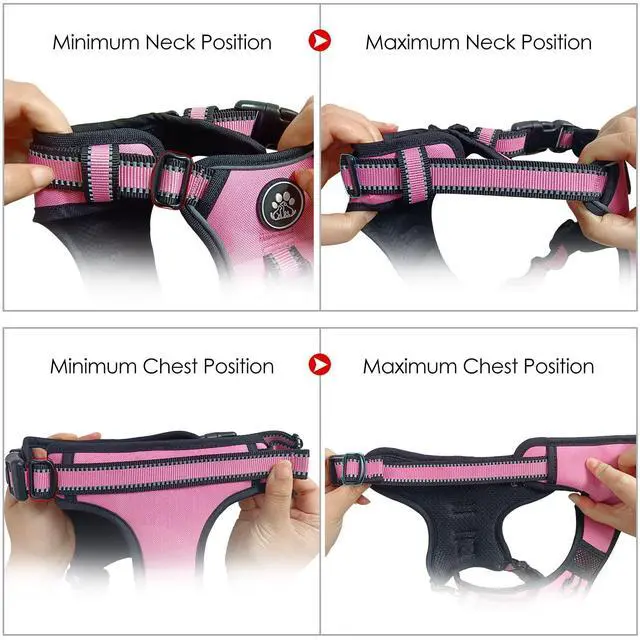 Alt view image 7 of 7 - No Pull Dog Harness,Adjustable Oxford Medium Dog Harness with Leash,Reflective No-Choke Pet Vest Harness with Easy Control Soft Handle for Small Medium Large Dogs(M,Pink)