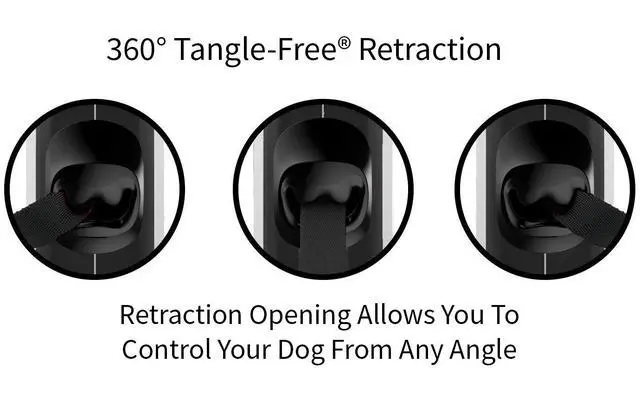 Alt view image 4 of 6 - 360° Tangle-Free Retractable Dog Leash | 16 ft Strong Nylon Tape | One-Handed Brake, Pause, Lock (Medium, White)
