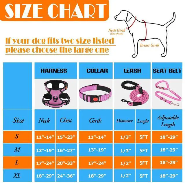 Alt view image 3 of 7 - No Pull Dog Harness, Collar & Leash Set | Includes Dog Seat Belt, Collapsible Bowls & Poop Bag Dispenser. Ideal for Training, Walking, Hiking. Fits Small to Large Dogs(Pink-L)