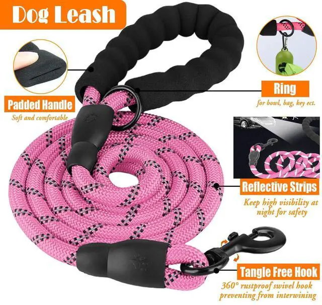 Alt view image 5 of 7 - No Pull Dog Harness, Collar & Leash Set | Includes Dog Seat Belt, Collapsible Bowls & Poop Bag Dispenser. Ideal for Training, Walking, Hiking. Fits Small to Large Dogs(Pink-L)
