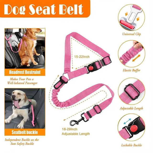 Alt view image 7 of 7 - No Pull Dog Harness, Collar & Leash Set | Includes Dog Seat Belt, Collapsible Bowls & Poop Bag Dispenser. Ideal for Training, Walking, Hiking. Fits Small to Large Dogs(Pink-L)