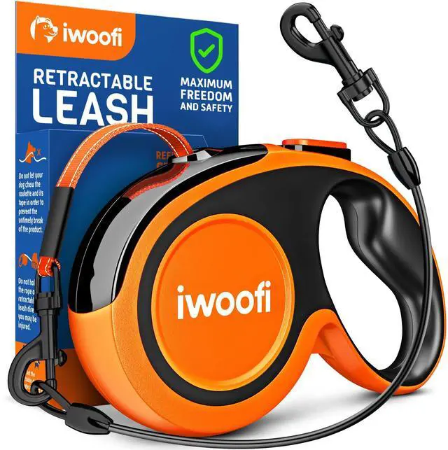 Main image of Retractable Dog Leash 18.2 ft Chew Proof Cable Included 360° Tangle-Free Design Heavy Duty Reflective Leash Soft Anti-Slip Grip Outdoor Daily for Small Medium Dogs up to 50 lbs (Orange)