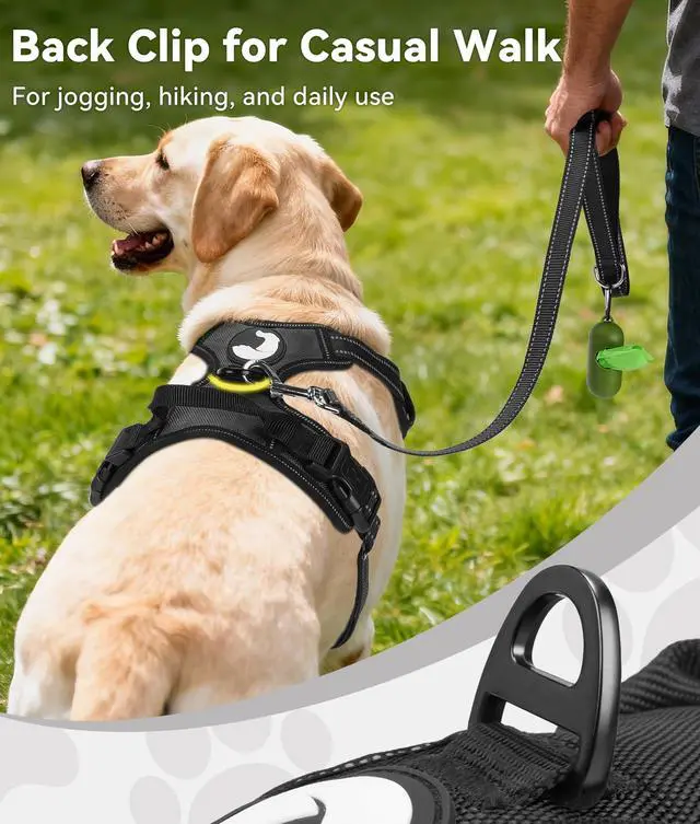 Alt view image 4 of 6 - No Pull Dog Harness Medium Sized Dog, Reflective Pet Vest with Front Clip, Adjustable Soft Padded Harnesses with Easy Control Handle for Training and Walking, Black, M