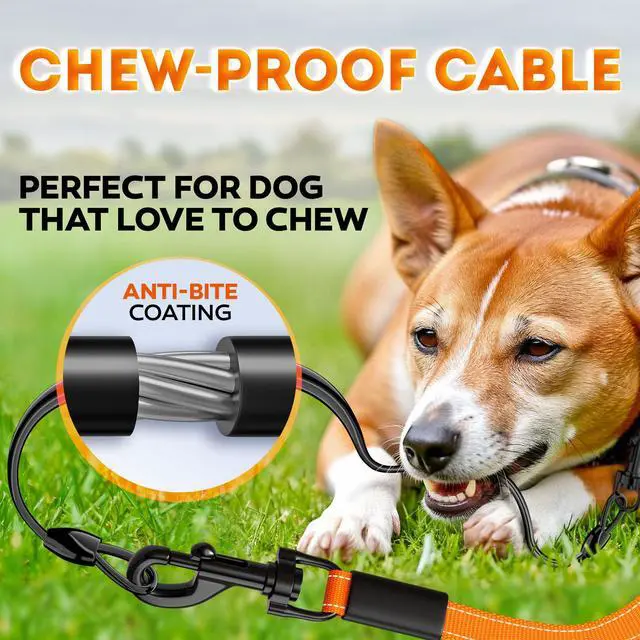 Alt view image 3 of 6 - Retractable Dog Leash 18.2 ft Chew Proof Cable Included 360° Tangle-Free Design Heavy Duty Reflective Leash Soft Anti-Slip Grip Outdoor Daily for Small Medium Dogs up to 50 lbs (Orange)