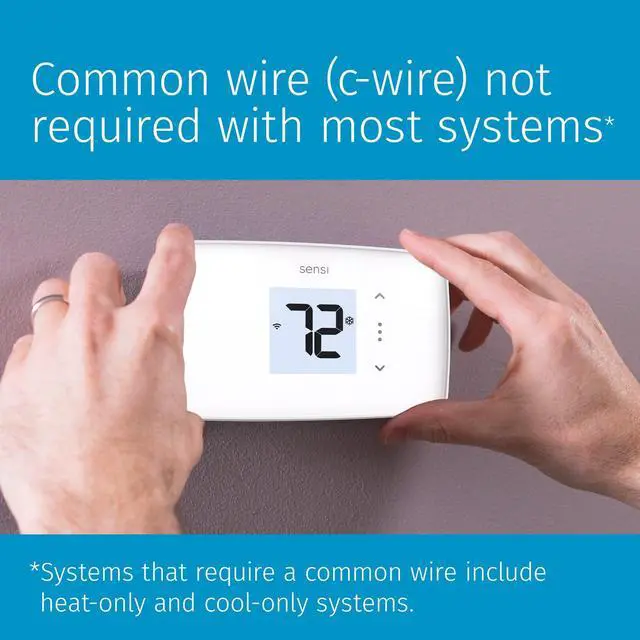 Alt view image 4 of 5 - Lite Smart Thermostat, Programmable, WiFi, Easy DIY, Works With Alexa, ENERGY STAR Certified, ST25W, Most Systems C-Wire Not Required, C-Wire needed with Heat/Cool Only & Heat Pump System -White