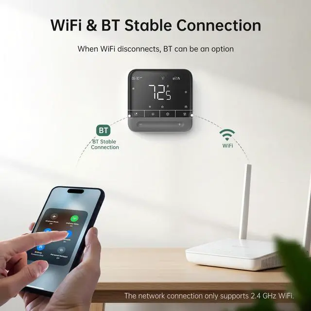 Alt view image 3 of 7 - Smart Thermostat for Home with Room Sensor, 7 Days Programmable, Energy Saving WiFi Thermostats for HouseAPP & Touchscreen Control, C Wire Required, 3.95 Inch Large Screen