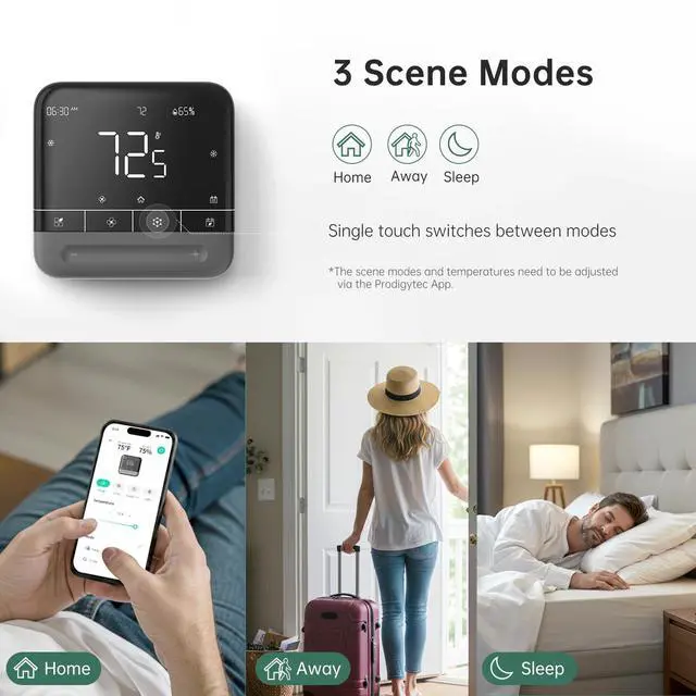 Alt view image 6 of 7 - Smart Thermostat for Home with Room Sensor, 7 Days Programmable, Energy Saving WiFi Thermostats for HouseAPP & Touchscreen Control, C Wire Required, 3.95 Inch Large Screen