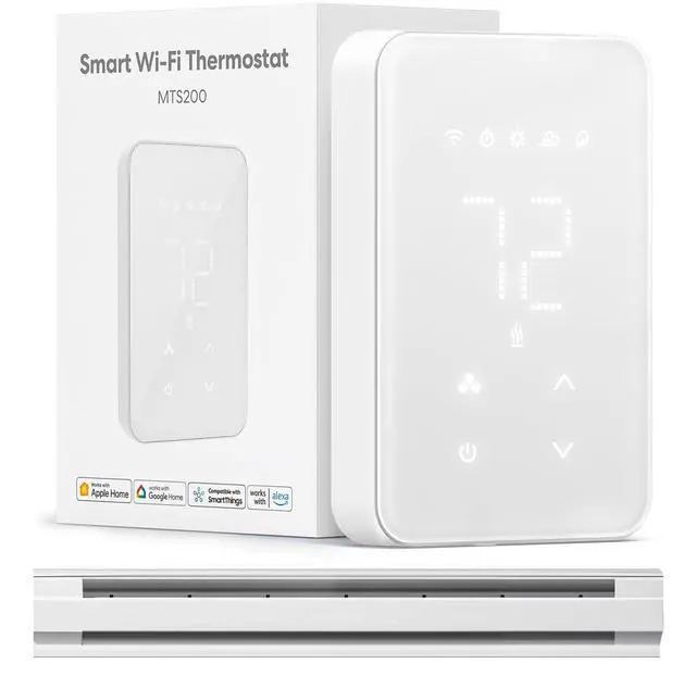 Main image of Smart Thermostat for Electric Baseboard and in-Wall Heaters Work with HomeKit, Alexa and Google Home, 120V-240V Wi-Fi Programmable Thermostat with Easy Install, Energy Saving, 4 Wires Needed