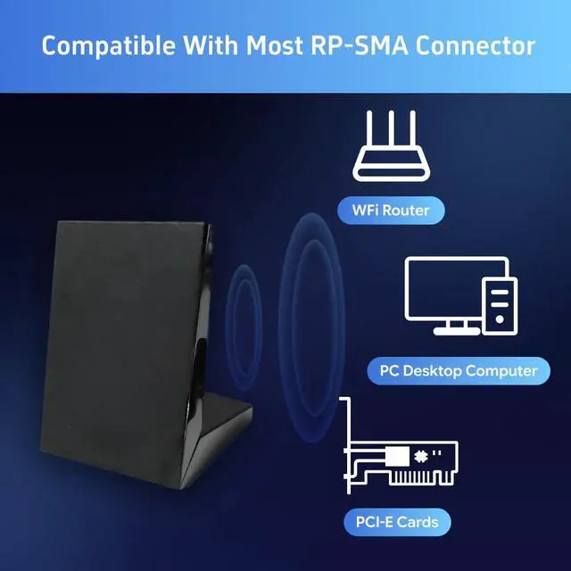 Alt view image 4 of 7 - 2T2R Antenna Dual Band Wi-Fi Moving Antenna with 2.62ft Extension Cable for PC Desktop Computer Motherboard WiFi Wireless Network Router