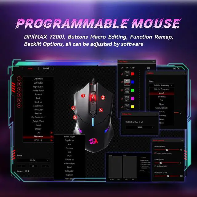 Alt view image 5 of 7 - Updated Programmable Gaming Keyboard and Mouse, RGB Backlit Keyboard Mouse with Software, Independent Macro Record Keys, Value Combo Set, White - S101-3 PRO