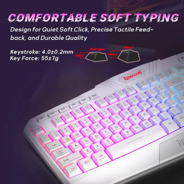 Alt view image 6 of 7 - Updated Programmable Gaming Keyboard and Mouse, RGB Backlit Keyboard Mouse with Software, Independent Macro Record Keys, Value Combo Set, White - S101-3 PRO