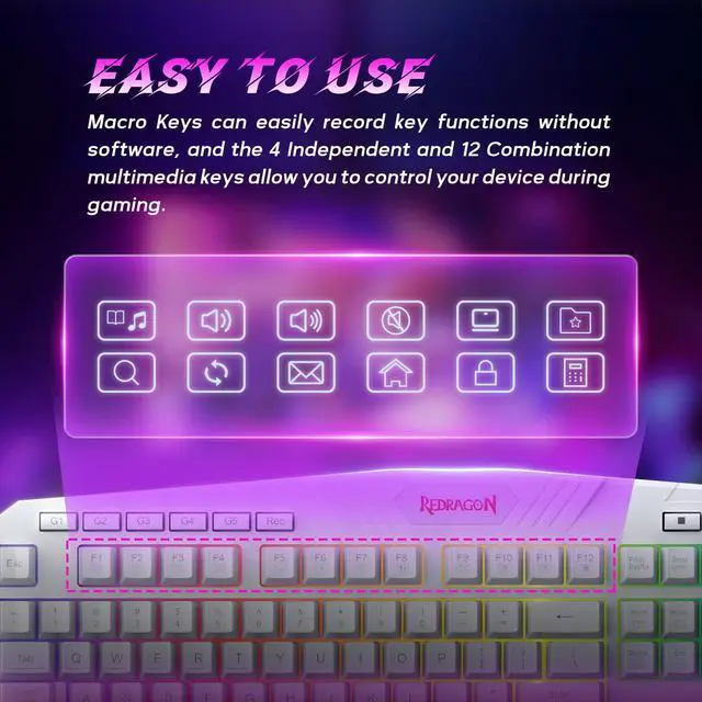 Alt view image 7 of 7 - Updated Programmable Gaming Keyboard and Mouse, RGB Backlit Keyboard Mouse with Software, Independent Macro Record Keys, Value Combo Set, White - S101-3 PRO