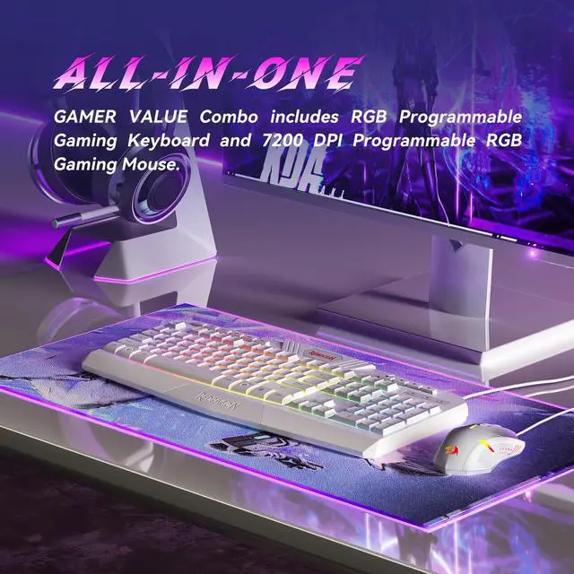 Alt view image 2 of 7 - Updated Programmable Gaming Keyboard and Mouse, RGB Backlit Keyboard Mouse with Software, Independent Macro Record Keys, Value Combo Set, White - S101-3 PRO