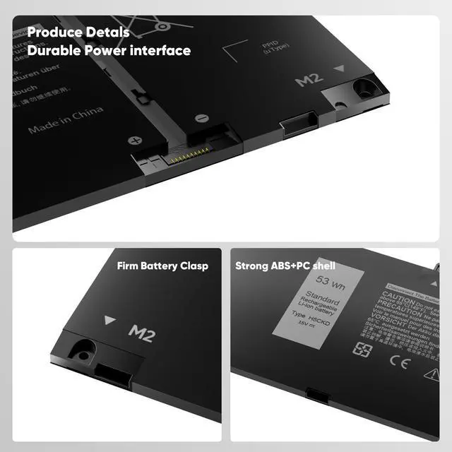 Alt view image 3 of 7 - New 53Wh H5CKD 15V Battery Replacement for Inspiron 5400 5406 7405 7300 7306 7500 7506 2-in-1 Silver 5300 5301 5401 5402 5408 5409 5501 5502 5508 5509 Series Latitude 3410 3510 Vostro 5300 5301 7T8CD