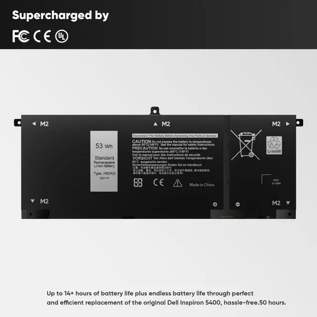 Alt view image 6 of 7 - New 53Wh H5CKD 15V Battery Replacement for Inspiron 5400 5406 7405 7300 7306 7500 7506 2-in-1 Silver 5300 5301 5401 5402 5408 5409 5501 5502 5508 5509 Series Latitude 3410 3510 Vostro 5300 5301 7T8CD