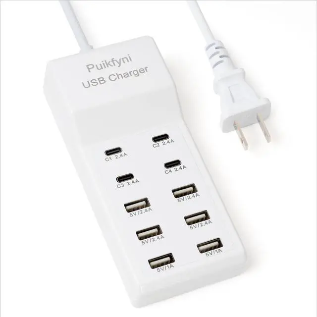 Main image of USB Charger Station with 4 Type-C and 6 Type-A Ports, Rapid Charging Auto Detect Technology Safety Guaranteed, 50W 10A USB Charger Block for Smart Phone, Tablet, Laptop, Multiple Devices