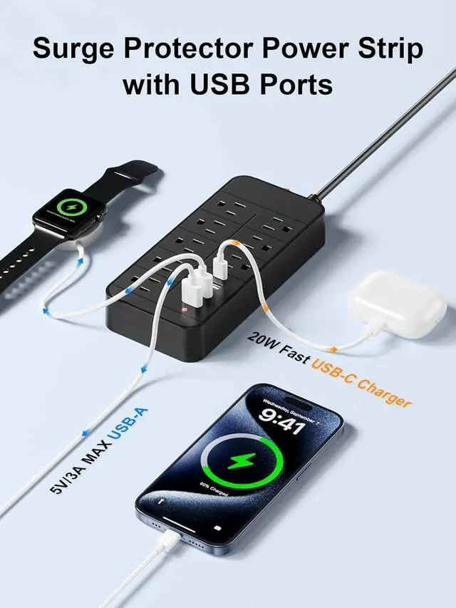 Alt view image 2 of 7 - USB Charging Station harger Station Hub, USB Wall Charger has Fast Charging auto-Detection Technology Safety Guarantee for Cell Phones, Tablets, laptops and Other Electronic Products
