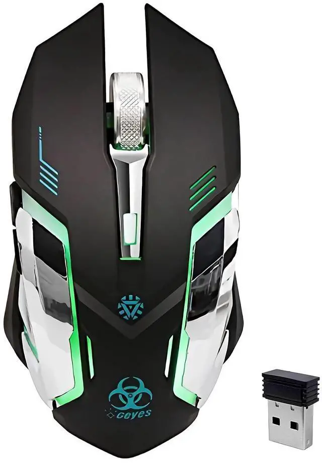 Main image of Wireless Gaming Mouse, Silent Wireless Mouse, Rechargeable Computer Mice with Colorful RGB LED Lights and 3-Level-Adjustable DPI, 6 Buttons Mouse with Side Buttons for Laptop and Desktop