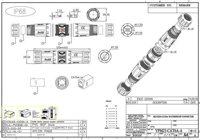 Alt view image 7 of 7 - Waterproof Shielded RJ45 Coupler IP68,CAT6A/CAT6/CAT5E/CAT5 Female to Female Coupler Connector Shielded for Outdoor Ethernet LAN Cable-2 Pack