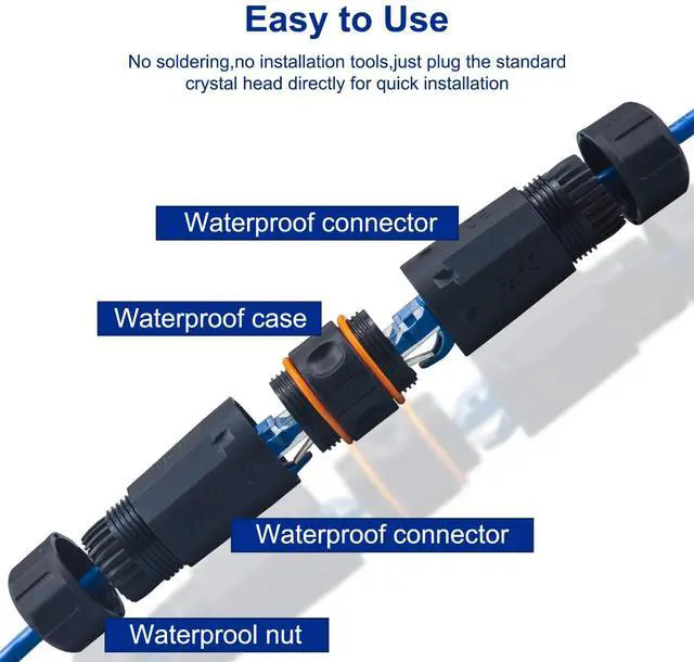 Alt view image 4 of 7 - Waterproof Shielded RJ45 Coupler IP68,CAT6A/CAT6/CAT5E/CAT5 Female to Female Coupler Connector Shielded for Outdoor Ethernet LAN Cable-2 Pack